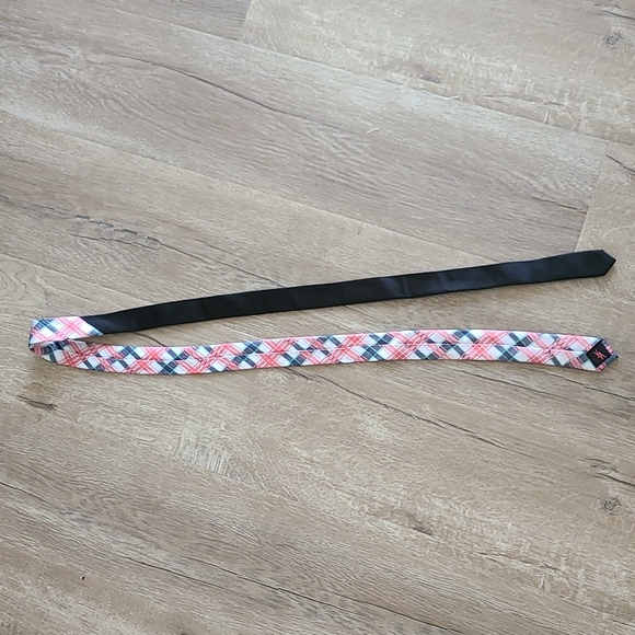 Pink & Black Plaid Silk Skinny Tie - Picture 5 of 7